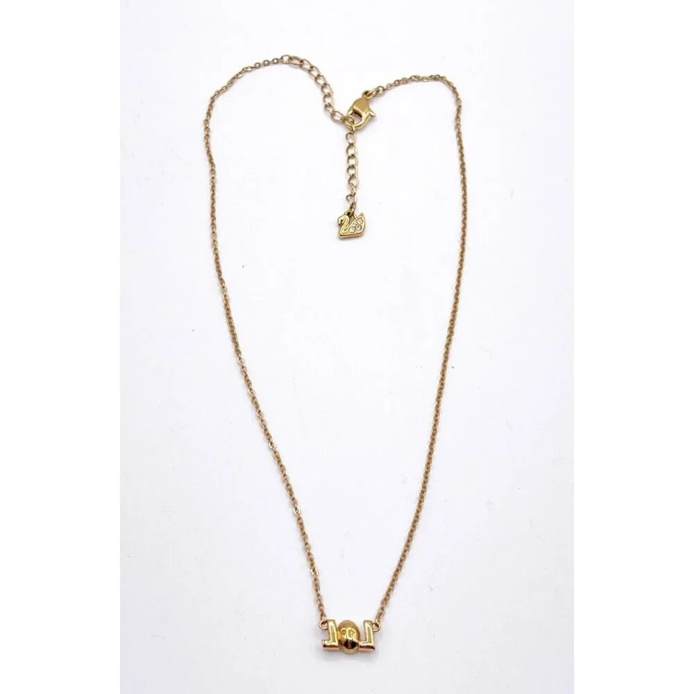 Swarovski Crystal Humorist LOL Pendant Necklace Gold Tone Adjustable Length - Picture 2 of 7
